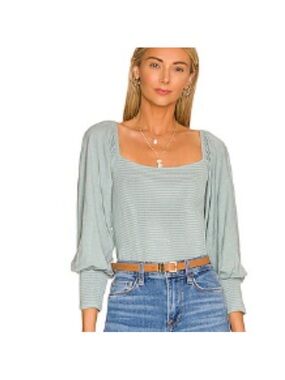 Nation LTD Sage Green Square Neck Puff Sleeve Tank